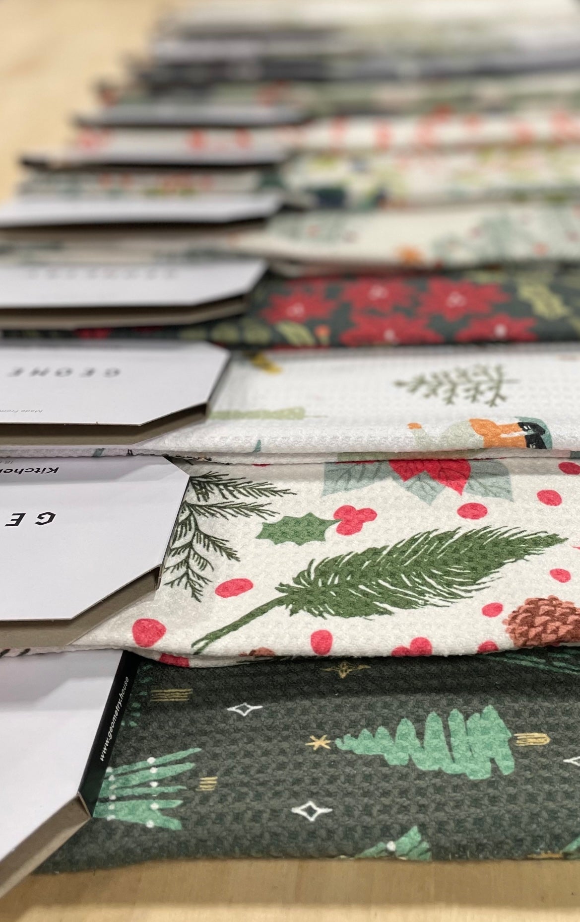 Holiday Geometry kitchen towels would make great swap gifts under $20!  These festive patterns are just too cute to pass up 🎄