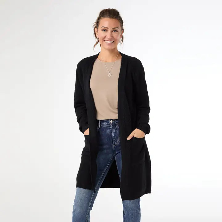 Ciana Lattice Back Cardigan With Pockets – give.