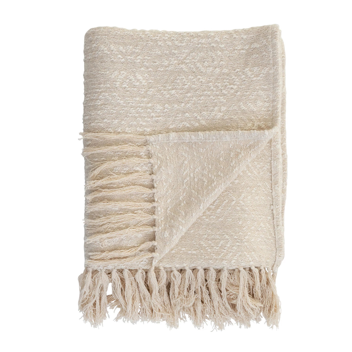 Cotton Throw with Metallic Thread and Fringe – give.